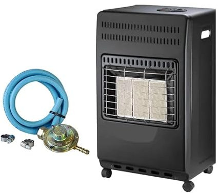 Stufa a gas GPL a raggi infrarossi - Colore NERO - Con kit regoaltore e tubo