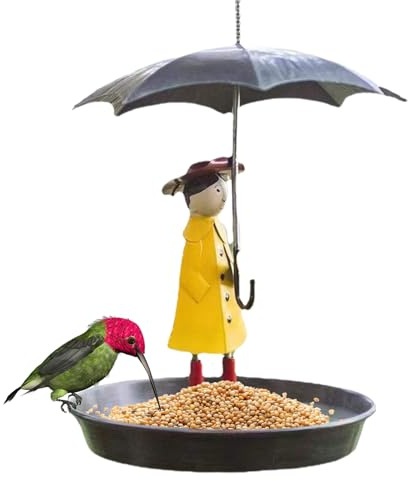 Kasmole Vogelfutterstation zum Aufhängen, Vogelfutterstation für Mädchen und Regenschirm - Vogelfutterschale für Mädchen und Regenschirm,Gartendekoration, Futterhäuschen für Wildvögel zum Anlocken von