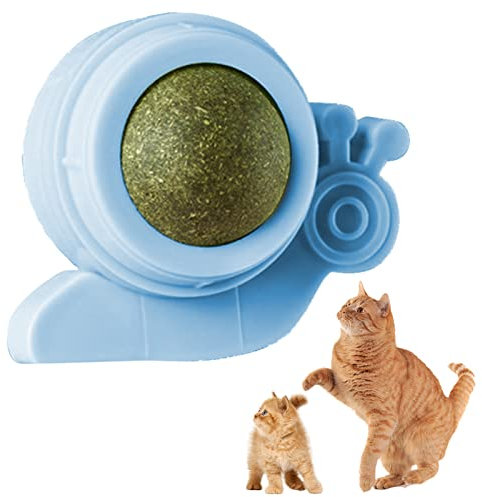 Firulab Wandhalterung Catnip Ball - Schneckenform Katzenminze Kugeln Spielzeug für Katzen Natürliche Zahnreinigung Zahnkätzchen Spielzeug - Drehbares essbares Spielzeug zum Lecken von Katzen