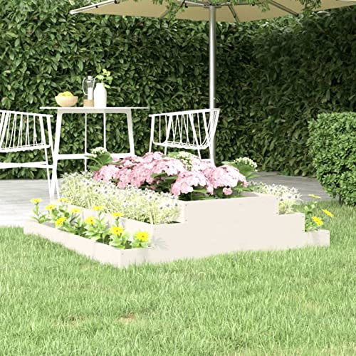 ARKEM Pflanzkübel Weiß 110x110x27 cm Massivholz Kiefer Blumentopf Hoch Innen Pflanze Groß