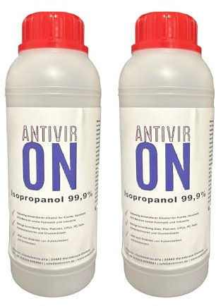 2x500ml 1Liter IPA Reiniger Antiviron Isopropanol Isopropylalkohol 99,9% IPA 2-Propanol Fettlöser Entfetter Reinigungsalkohol
