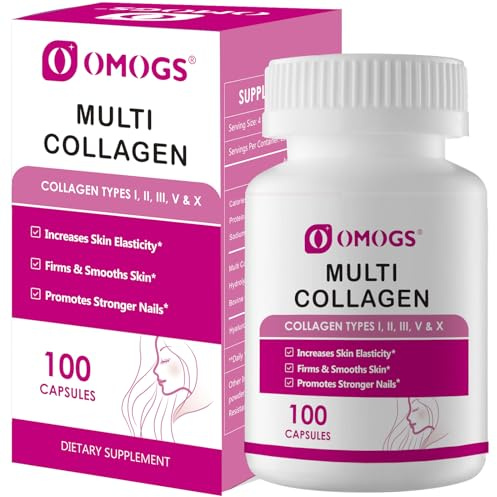 OMOGS Collagen Peptides Capsule，Naturally Sourced Hydrolyzed Collagen with prebiotic & Cranberry Extract - Hair, Skin, Nail, Joint, Digestive Health & Immune Support, Non-GMO, 100 Capsule