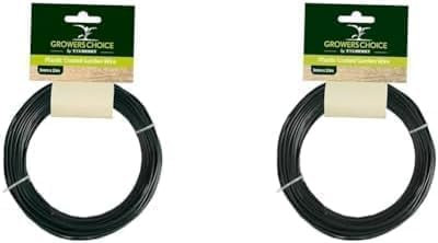 Tildenet 3070490 30m/ 2mm Plastic Coated Garden Wire Coil, Green (Pack of 2)