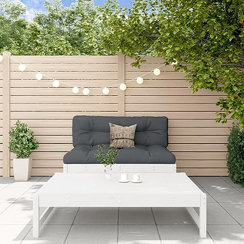 Homgoday Gartenmöbel-Set, 2-teilig und Kissen, Massivholz, weiß, Gartenmöbel-Set, Tisch und Stühle, Dekoration für Terrasse, Hof, Balkon, Typ 1