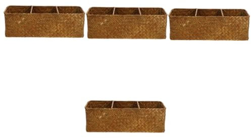 Alipis 4stücke Woven Rectangular Organizer Box Handgefertigte Fächer Aufbewahrungsbox Für Kosmetik Schreibtisch-organizer Farbe Für Büro Und Zuhause