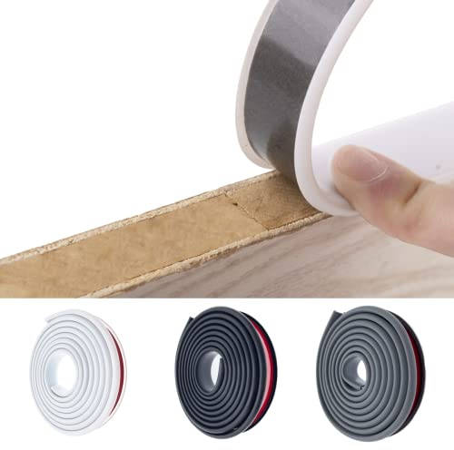 Esufeir 5m*16mm White U Shape Furniture Edge Banding,TPE Rubber | Self Adhesive,Flexible Veneer Wood Edging Tape Protector Trim for Cabinet,Cupboard,Shelf,Table,Chair,MDF,Plinth Sealing Strip