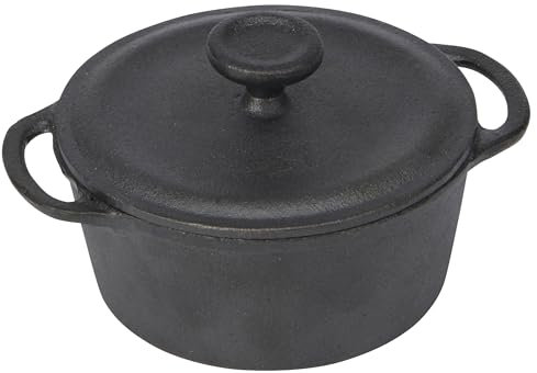 GoodCook Pre-Seasoned Cast Iron Mini Dutch Oven, Black, Small Dutch Oven Pot with Lid, Durable Cast Iron Cookware, Even Heating for Stews, Soups, and Baking, Oven Safe to 500°F