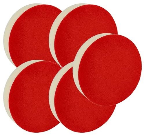 vhbw 5x Polishing Pad compatible with Black & Decker Eccentric & Orbital Sanders - 13 cm diameter, white, red