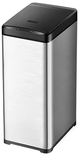 just4baby Large 42L Capacity Rectangle SLIM Design Deluxe Sensor Kitchen Rubbish Bin Hands Free Touchless Automatic Motion Bin Brushed Stainless Steel or BLACK, 42 Litre (ZX02S-Stainless Steel)