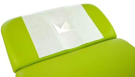 100 pezzi – Carta M (50 gsm, compostabile) – Rivestimento igienico / Salviette per il viso per lettini da massaggio con spacco nasale, 30 x 21 cm, misura universale per lettino da massaggio e terapia