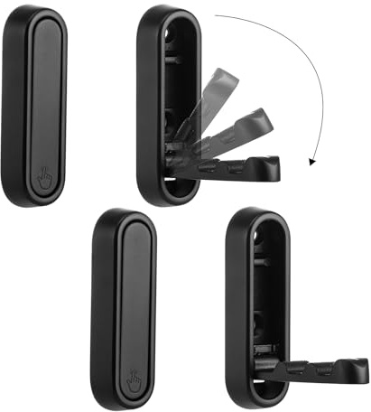 Dntorx Folding Coat Hooks, 4 Pcs Foldable Black Wall Hooks Heavy Duty Foldable Hook Bathroom Towel Hooks Robe Hooks Wall Mounted for Hanging Coat Towels Clothes Hat Bags Keys
