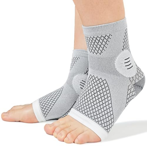 Lixinsunbu Calze a compressione per la neuropatia, calze di sostegno senza dita per fascite plantare, gonfiore del piede, maniche alla caviglia traspiranti (Medium, a Pair)
