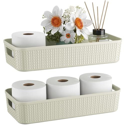 Lifewit Cesto Portaoggetti Plastica, Contenitori Bagno per Carta Igienica, Bathroom Organizer, Piccolo Cesta per Cucina, Camera da Letto, Mensola, Verde, 2 Pezzo