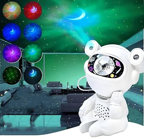 Lancoon Projecteur d'étoiles astronaute assis - Tête réglable - Musique sans fil - Télécommande - Projection galaxie - Décoration de chambre d'enfant - Cadeau