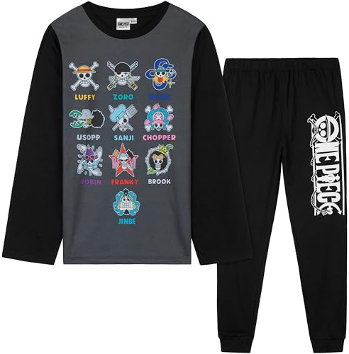 One Piece Pigiama Bambino Set, Lungo Pigiami Bambini T-Shirt e Pantaloni, Abbigliamento da Casa Set, Regalo Ragazzo