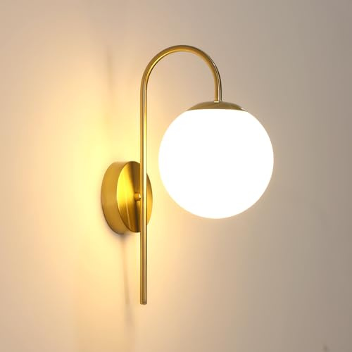 DELIPOP Wandleuchte Innen Vintage, E27 Moderne Wandlampe Innen und Glas | Wandbeleuchtung für Schlafzimmer, Wohnzimmer, Flur, Treppenhaus