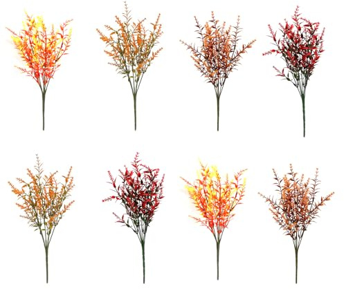 HFMYGS 8 Stück Künstlich Herbststrauß, Kunstblumen Herbst Deko, Künstliche Herbstblumen, Künstliche Blumen Herbst Balkonpflanzen, Herbstzweige Herbstdeko, für Herbstdeko Innen Draußen Outdoor Deko