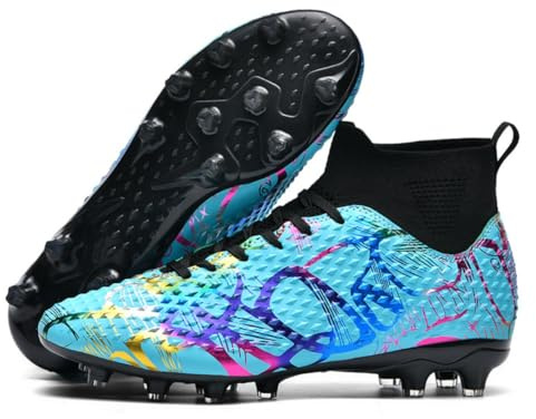 Scarpe da Calcio Professionali Alte da Uomo per Ragazzi Scarpe da Calcetto con Tacchetti per Bambini per Sport all'aperto su Erba Sintetica