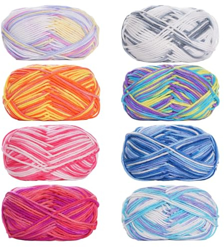 Double Knitting Yarn, 8Pcs 50g Crochet Yarn(Multicolor 2)
