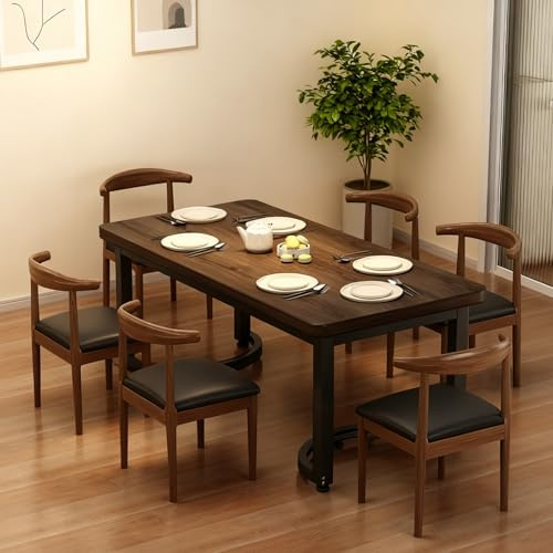 Tavolo da pranzo compatto in legno a 2 posti, con piedini regolabili e in acciaio, rettangolare, in pelliccia, per piccoli spazi, ideale per la colazione e l'uso in appartamento