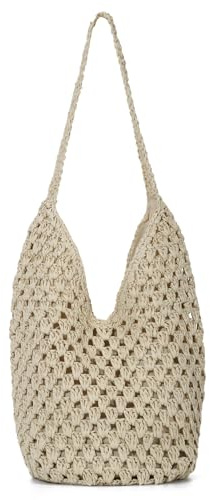HomKuch Borsa da paglia da donna borse estate tessuta spiaggia a spalla Tote borsa per le vacanze