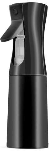 URAQT Sprayflaska hår, 200 ml kontinuerlig vattensprayflaska, sprejflaska, läckagesäker med fin spraydimma, liten sprayflaska för hår, hudvård, rengöring (svart)