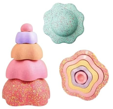 Generisch Balanciersteine mit Balancierbrett als Set für Kinder I Spiel- & Stapelsteine I Motorikspielzeug I Kreativität I Bewegungsspiel I Indoor & Outdoor (Red Set)