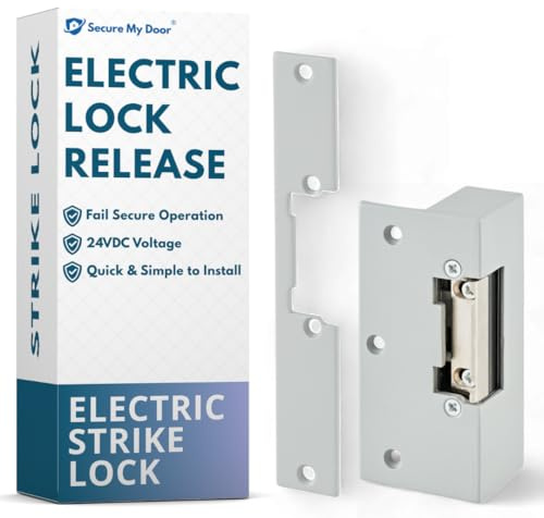 SecureMyDoor Electric Lock Release, Fail Secure, Adjustable Jaw, 24VDC | Door Access Control Systems, Ideal for Commercial, Residential, and Industrial Buildings, Strike Lock