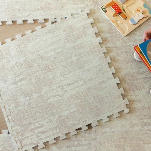 Little Landings Baby Spielmatte für Boden - Sandstein (2,4 x 2,4 m) - ineinandergreifende EVA-Schaum-Spielmatte Fliesen für Babys & Kleinkinder, ungiftige Spielmatte für Bauchzeit, Krabbeln