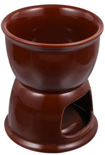 Mobestech Appareil à Fondue au Chocolat en Céramique Marron pour Caramel et Fromage, Design Créatif, Usage Prolongé, Thé de L'après-midi Salle à Manger