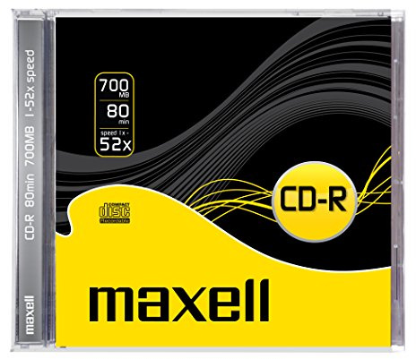 Maxell CD-R 80XL 52x - CD-RW vírgenes (CD-R, 700 MB, 52x), 1 unidad