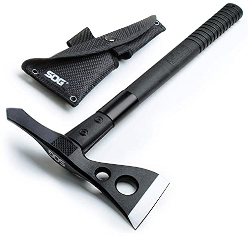 SOG Tactical Tomahawk- Throwing Hatchet, Versatile Survival Tactical Axe and Emergency Breaching Tool with Sheath (F01TN-CP)