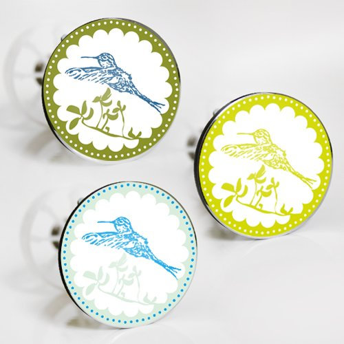 StöpselSpaß Aufkleber für Waschbeckenstöpsel - Motiv: Kolibri - 3 Stück im Set
