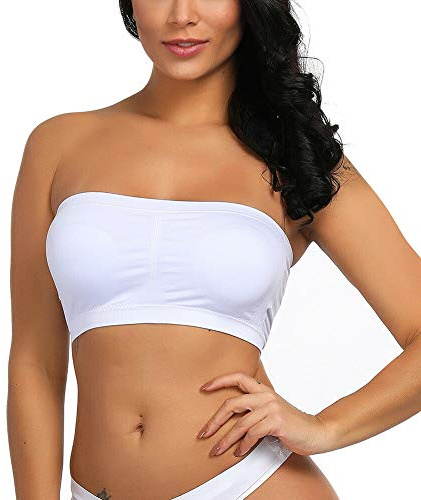 Boolavard Seamless Bandeau Bra Boob Tube Bra – Strapless – Stretch White