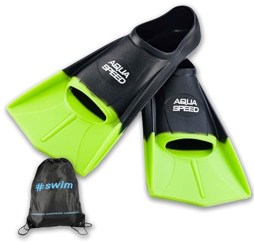 Aqua Speed Kurze Schwimmflossen für Erwachsene und Kinder I HIGH TECH | weiche Trainingsflossen I leichte Kurzflossen I Training Flossen I Trainingsschwimmflossen I Schwimmen I Schwimmtraining
