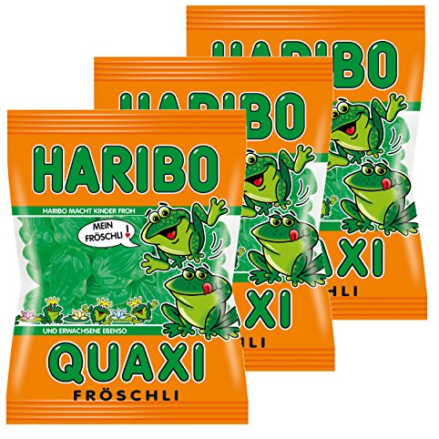 Haribo Quaxi Fröschli Frösche, 3er Pack, Gummibärchen, Weingummi, Fruchtgummi, Im Beutel, Tüte