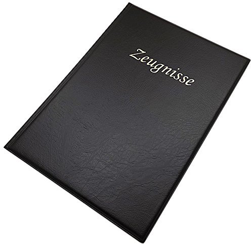 Zeugnismappe DIN A 4 mit 12 Fächer/Folienöffnung oben und seitlich/MJ-Design-Germany Made in EU in verschiedenen Farben (Schwarz)