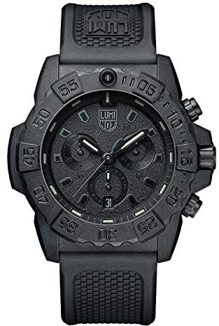 Luminox Navy SEAL Blackout XS.3581.BO Herrenuhr 45mm - Taucheruhr in Schwarz mit Datumsanzeige Chronograph 200m wasserdicht