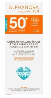 ALPHANOVA SANTE Crème solaire visage naturelle transparente SPF50+ Naturelle et Certifiée Bio - sans parfum - 50g