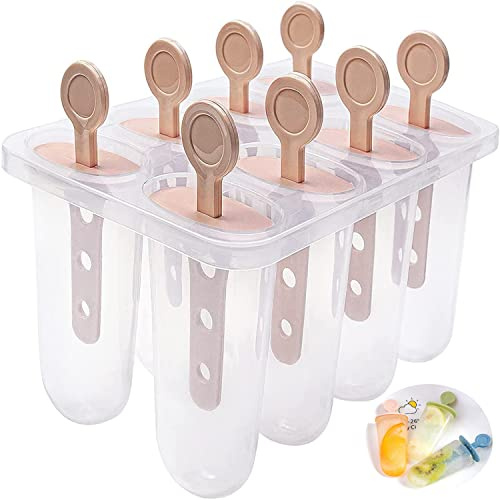 Popsicles molds，8PCs Silicone Popsicle Molds，BPA Free Homemade Ice Popsicle Molds, Reusable Easy Release Ice Pop Molds with Sticks for Baby Kid Toddler