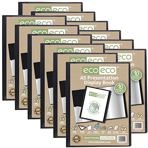 eco-eco A5 50% Riciclata 10 Taschino Colore Nero Presentazione Mostra Libro (Confezione da 12)