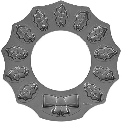 Wilton Molde antiadherente con forma de corona de acebo para galletas, 12 cavidades