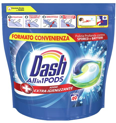 Dash Allin1PODS + Acción extra-higienizante PODS para la colada, 98 lavados, limpieza profunda contra la suciedad y las bacterias