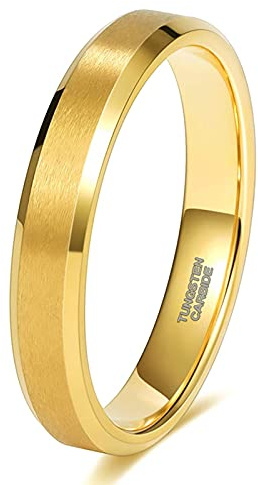 Zakk Ringe Herren Damen Gold Wolframcarbid Gebürstet Verlobungsringe Eheringe Partnerringe Trauringe 4mm 6mm 8mm