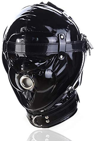 OnundOn Halloween Leder Maske mit Schloss Kopfmaske Kostüm Party Hood Karneval Maske