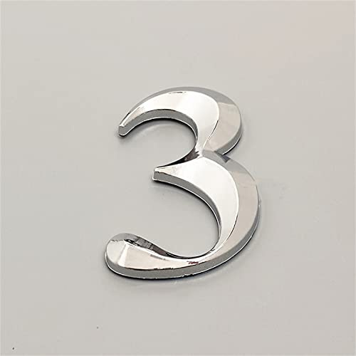 3D Floating Self Adhesive House Plaque Numbers 7cm Silver ABS Plastic Sticker Numeral Door Plates Sign Plating Gate Digits Number Tag Hotel Home Outdoor Address Label for Yard Street Mailbox Bins (3)