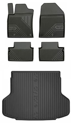 MOTOS Satz Gummifußmatten und Kofferraummatten passend für Hyundai i30 III ab 2017 Kombi, ohne höhenverstellbaren Kofferraumboden Verbessern Sie Ihren Reisekomfort mit Antirutschmatte Auto 3D- Allwett