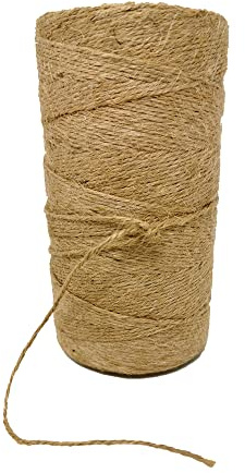 Juteschnur Jutezwirn dreifach, 2mm stark, Kordel, Garn, naturfarben als Bastelband, Paketband, Dekoration zum Binden im Haushalt oder Garten, 465 Meter auf der Rolle mit Pappkern