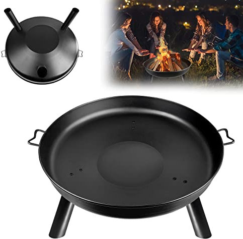 TRMLBE Feuerschale Ø80cm Rund Feuerschalen Feuerkorb mit Funkenschutz Multifunktional Feuerstelle Heizung Holzfeuerung für den Garten, BBQ, Camping Outdoor
