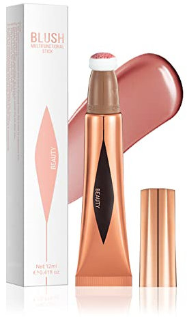 Prreal Liquid Blush Beauty Wand 01, Cream Blush Matte Face Blush with Cushion Applicator Smooth Silky Blush Stick for Cheeks and Lips, Long-lasting Lightweight Blendable Cheek Tint Blush Makeup